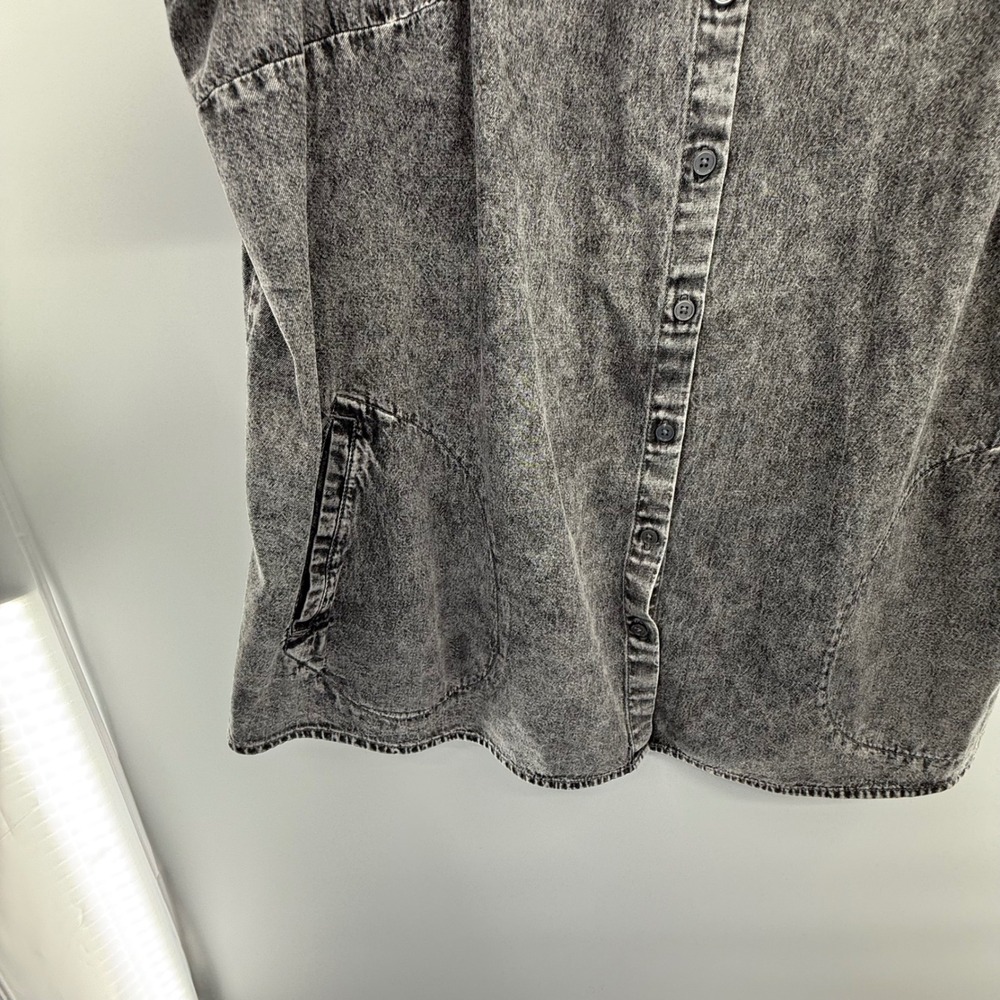 Joan Rivers 3X Black Acid Wash Denim Button Front Shirt Jacket‎ Oversized - Picture 3 of 5